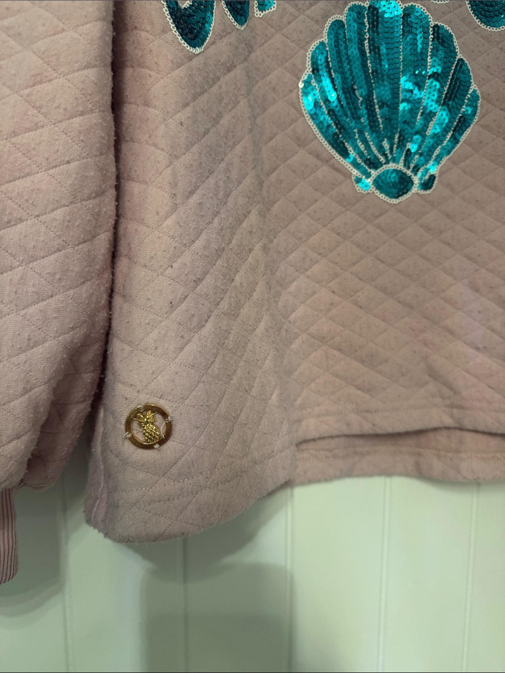 Simply Southern Sunkissed Sequin Shell Quilted Sweatshirt - Dusty Pink - Picture 4 of 6